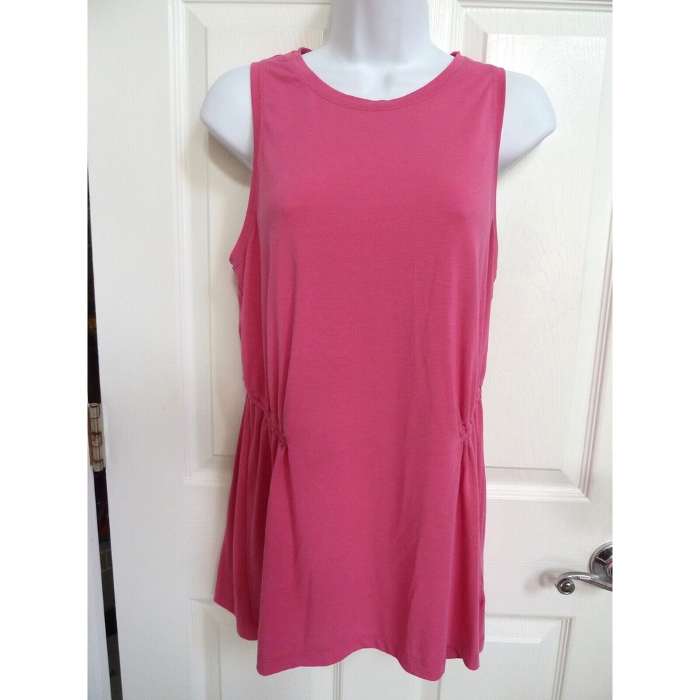 Athleta Womens Medium Cinched Tank Top Hot Pink Activewear Workout Pullover